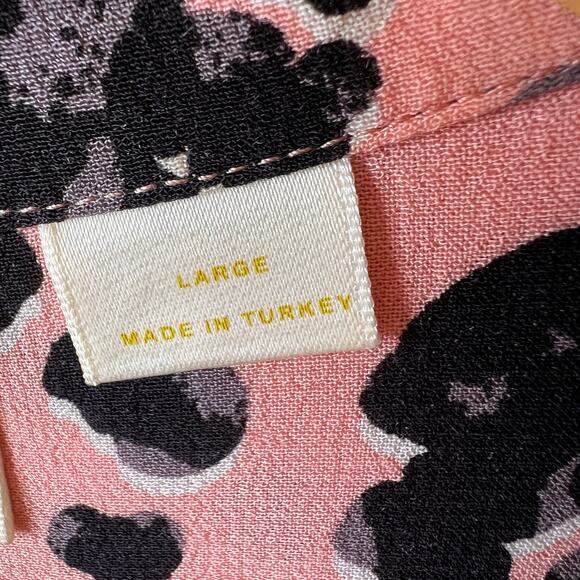 Maeve by Anthropologie Blouse Womens Size Large Pink Rita Printed Leopard Tunic - Picture 12 of 16
